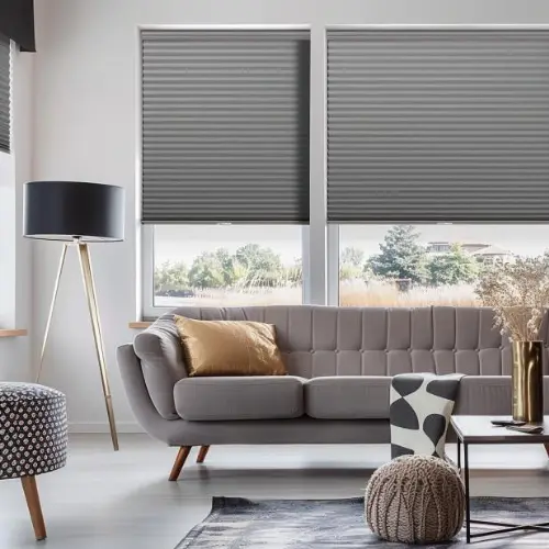 Double Cellular Light Filtering Shades Living Room